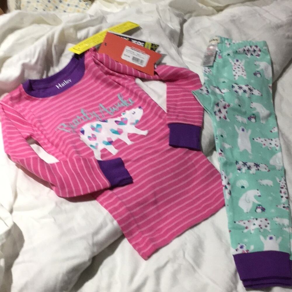 Hatley 5 barely awake pjs pink purple teal NWT pajamas 💯 cotton